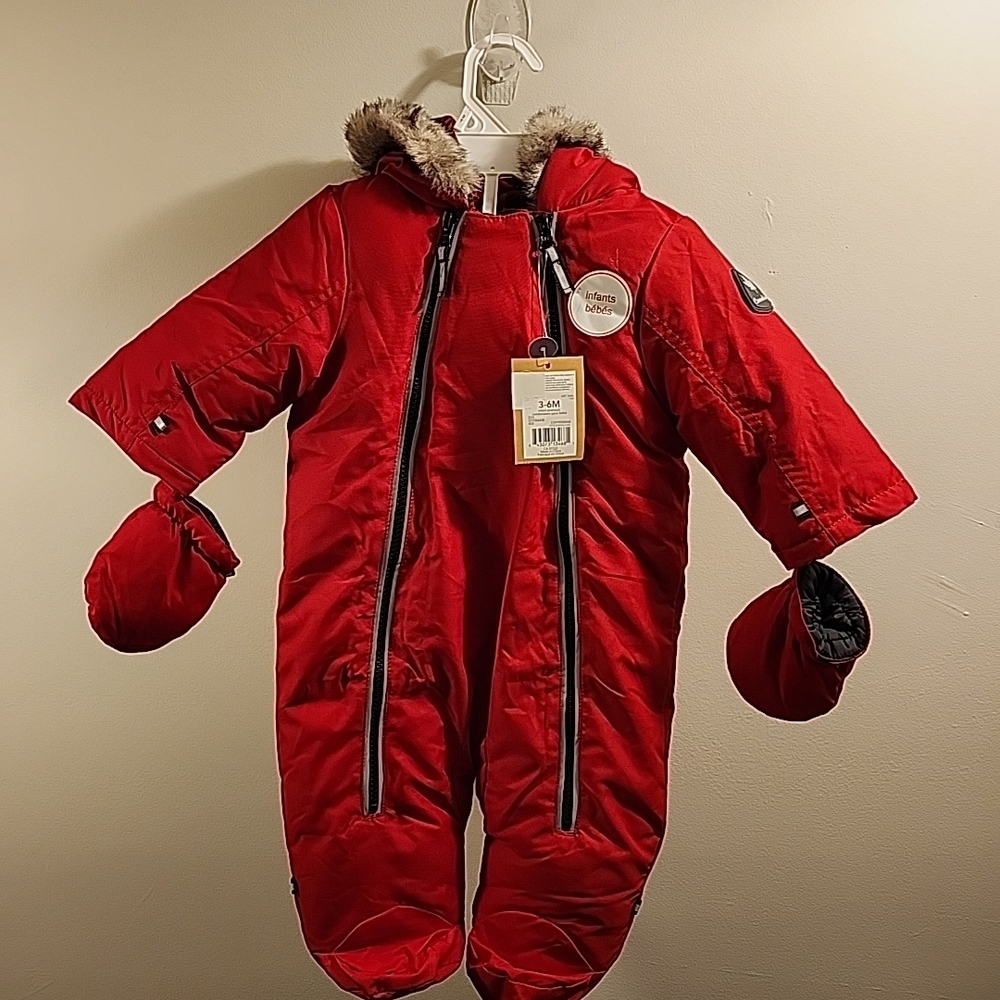 Red Kids One Piece Bodysuit with Mittens